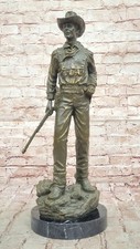 Western Cowboy with Gun Bronze Sculpture by M F Lopez Extra Large Collectible