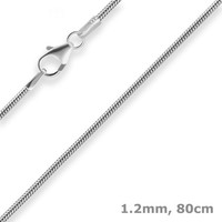 1,2Mm Schlangenkette Silberkette Collier Halskette Aus 925 Silber 80Cm