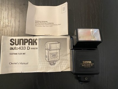 Sunpak Auto 433D Thyristor Flash   Dedicated Canon   Vintage Hot Shoe + Manual