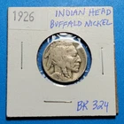 1926 US Indian Head Buffalo 5 Cents Nickel  BK324