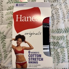 Hanes Originals Women  s Bikini Underwear, Breathable Stretch Cotton, 6-Pack XL 8