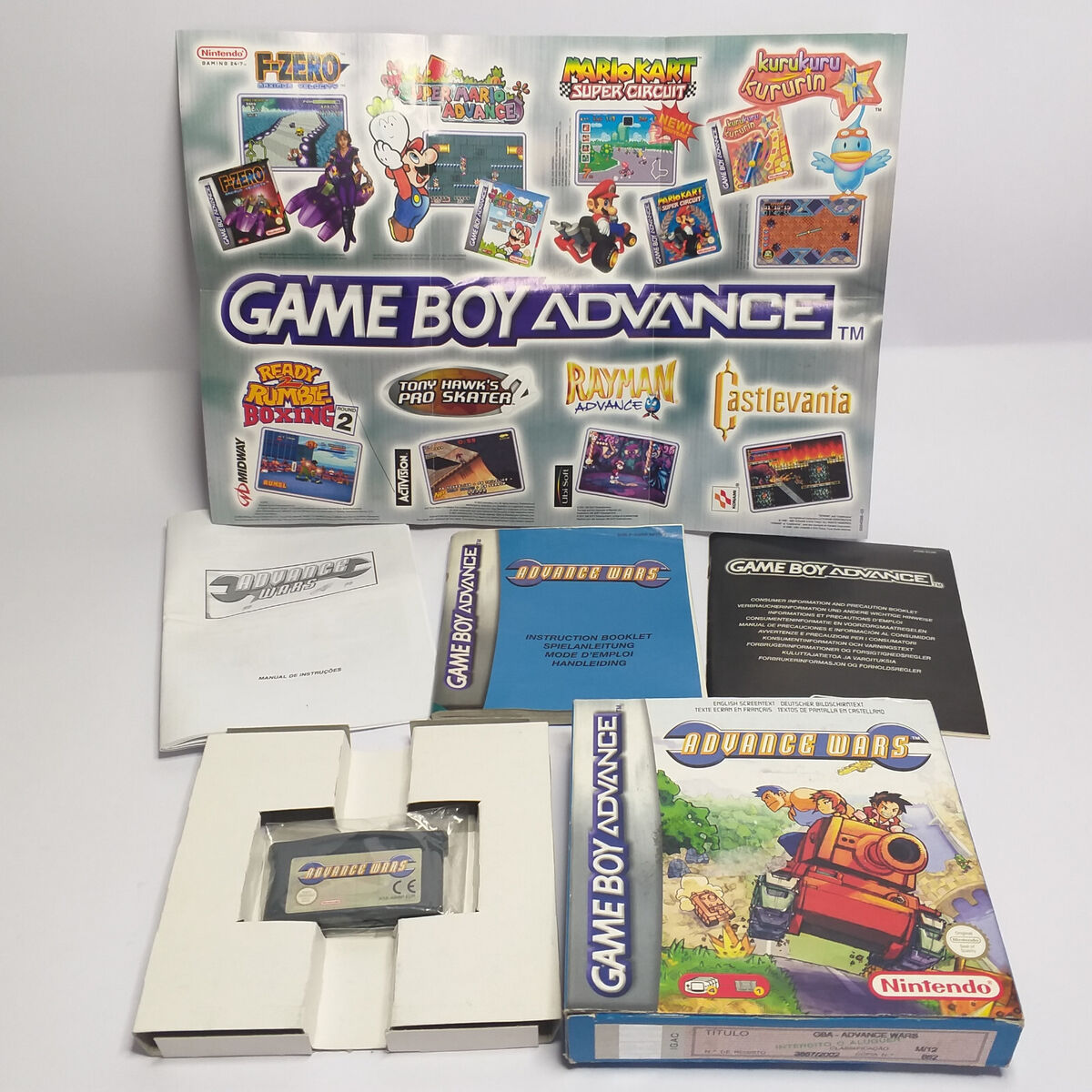 2002 Nintendo GBA Gameboy Advance ADVANCE WARS with BOX & Manual