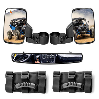 WEISEN Rear Side Center View Mirror Kit+Grip For Polaris 570 800 900 XP 1000