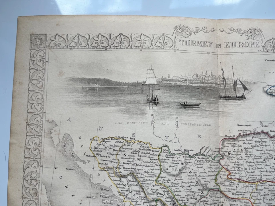 Antique map Turkey in Europe c1858 Tallis — 第 2/4 张图片