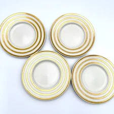NEW VTG Mikasa Fifth Avenue Laurie Gates 6 5/8" Gold Stripe Rim Saucers SET/4