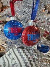 Donald Trump 2024 Christmas Ornament Ball w/ Sparkles Choice of Blue or Red NEW 