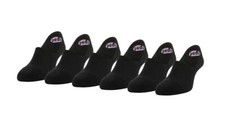 6 Pack Womens Peds Black High Cut Cushion Gel Liner No Show Socks Size 8-12