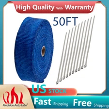 Exhaust Heat Wrap 2'' x 50FT Titanium Shield Tape for Motorcycle Manifold Header