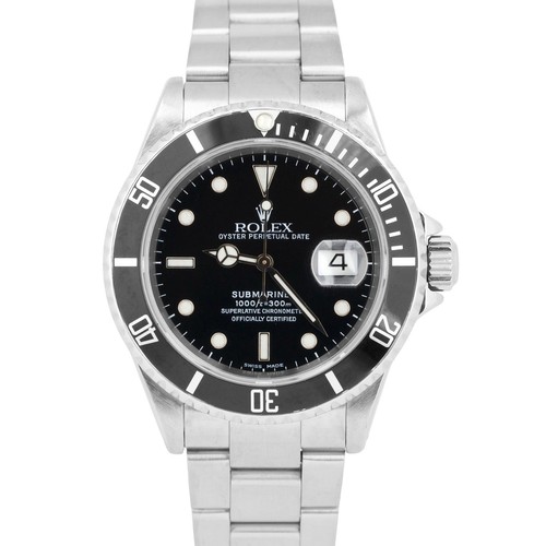 Rolex Submariner Date Black Stainless Steel Automatic Oyster 40mm 16610 Watch