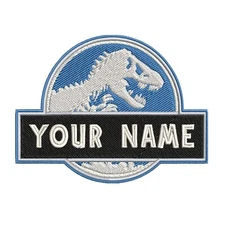 YOUR NAME Custom Jurassic Park T-Rex Dinosaur Patch Embroidered Name Tag iron-on
