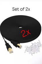 2 Cat 7 Ethernet Cable 25 ft High Speed 10Gbps 600MHz Flat Ethernet Cord BLACK