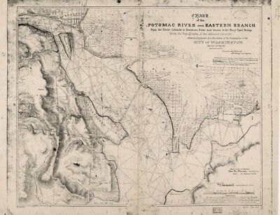 18'' x 24'' Map 1837 Chart of the Potomac River and Eastern Branch