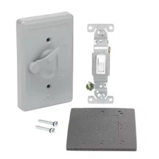 1-Gang Metallic Weatherproof Toggle Switch Cover Kit, Gray