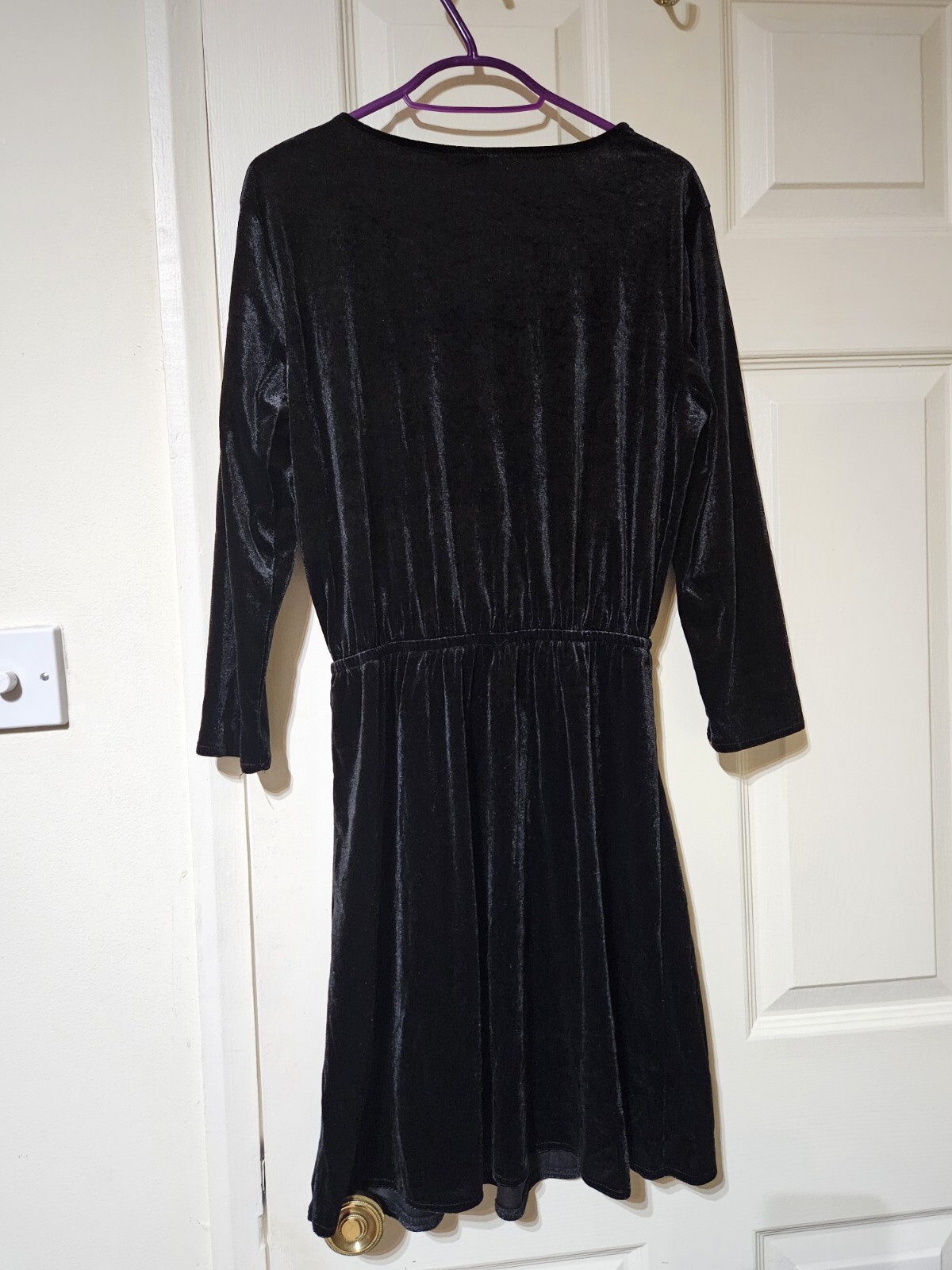 Black Velvet Long sleeves V Neck Dress XS thumbnail 3