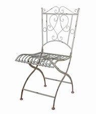 Gartenstuhl Antik Metallstuhl weiß Stuhl Shabby Chic Balkonstuhl Eisenstuhl neu