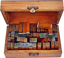 70Pcs Alphabet Stamps Vintage Wooden Rubber Letter Number and Symbol Stamp Set