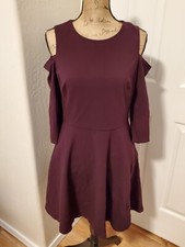 Eliza J Women's Size 12 Plum Cold Shoulder A-Line Dress