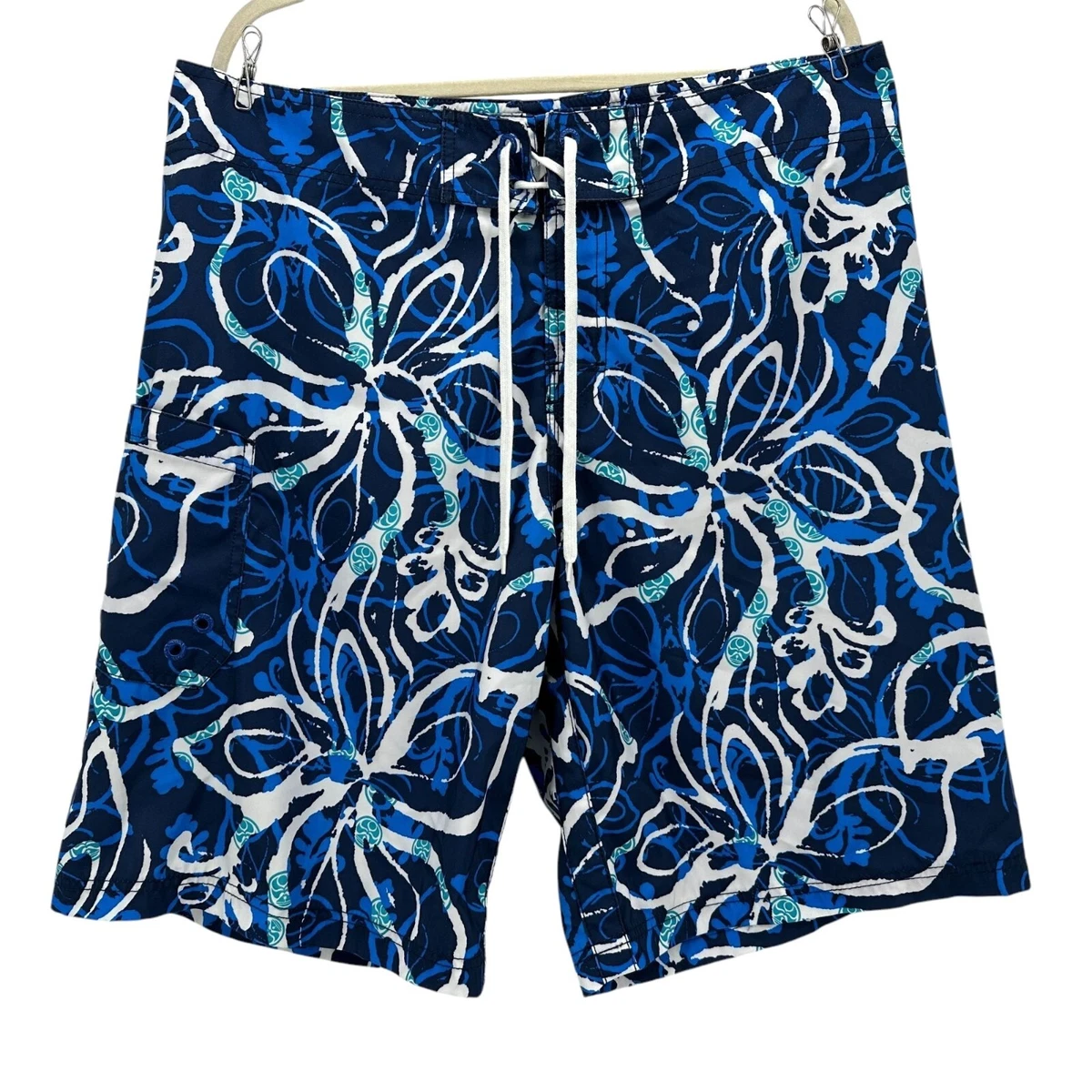 Short De Bain Vintage Hawaïen - Taille M - Motif Floral - Polyester