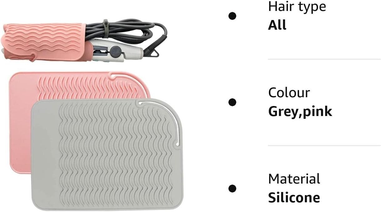 Hair Straighteners Pink Silicone Heat Mat Non Slip Storage Case