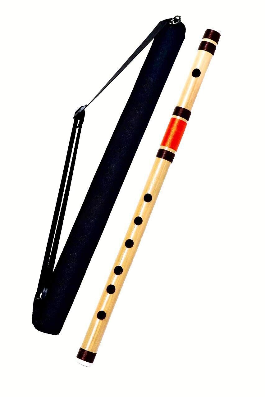 Flûte Traditionnelle Bambou Indienne Bansuri Marron Bois Instrument Décoratif 21 Pouces