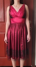 Girls Morgan & Co Junior size 3/4 Party Prom Dress Fit Flare Red Black Tulle