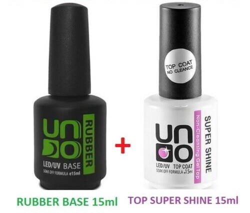 set UNO Gel Nail Polish Rubber Base Coat+Top Super Shine LED/UV