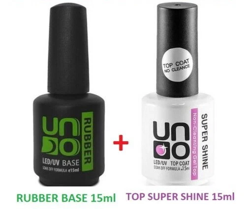 set UNO Gel Nail Polish Rubber Base Coat+Top Super Shine LED/UV
Opens in a new window or tab