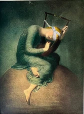 Vintage George Frederic Watts 12x9 Fine Art Print Hope, Wall Art Décor