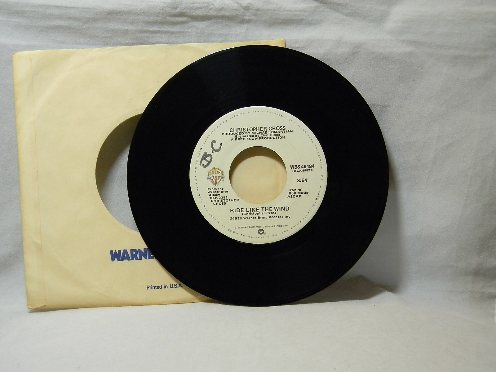 CHRISTOPHER CROSS RIDE LIKE THE WIND / MINSTREL GIGOLO 45 RPM RECORD