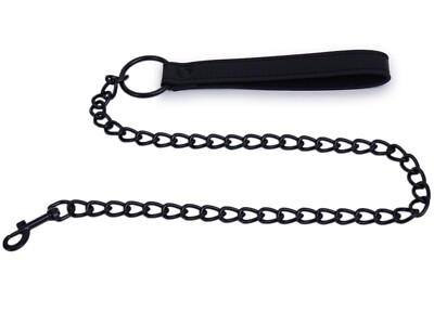 Massive BDSM Leine mit Kette Hundeleine Kettenleine mit Karabiner schwarz |  eBay.de