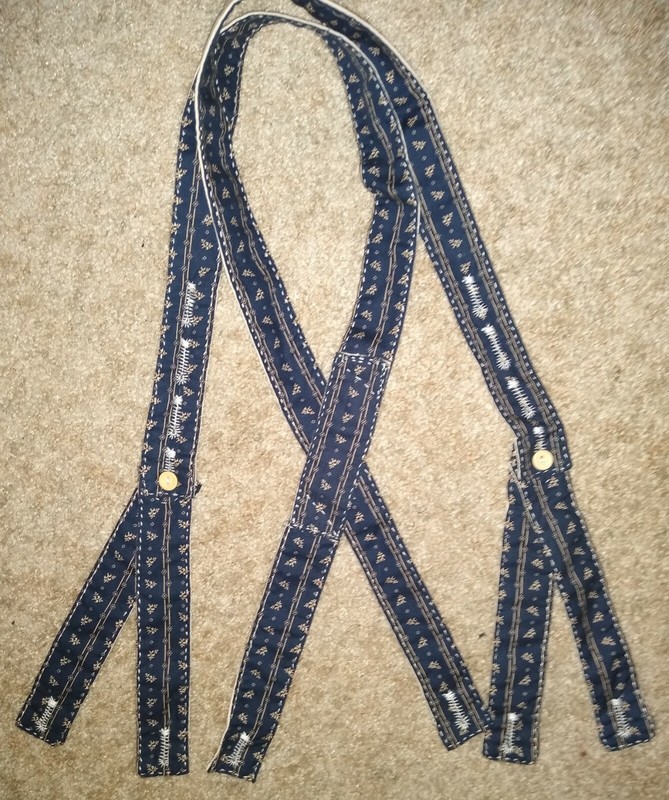 Civil War Braces BLUE WHITE Cotton  Hand Sewn Union Confederate Civilian