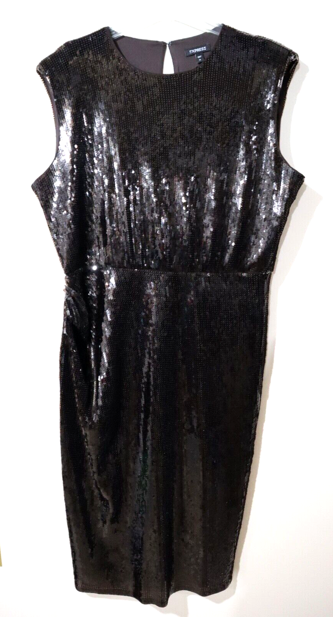 EXPRESS Women's Espresso Brown Sequin Midi Dress size XL | eBay