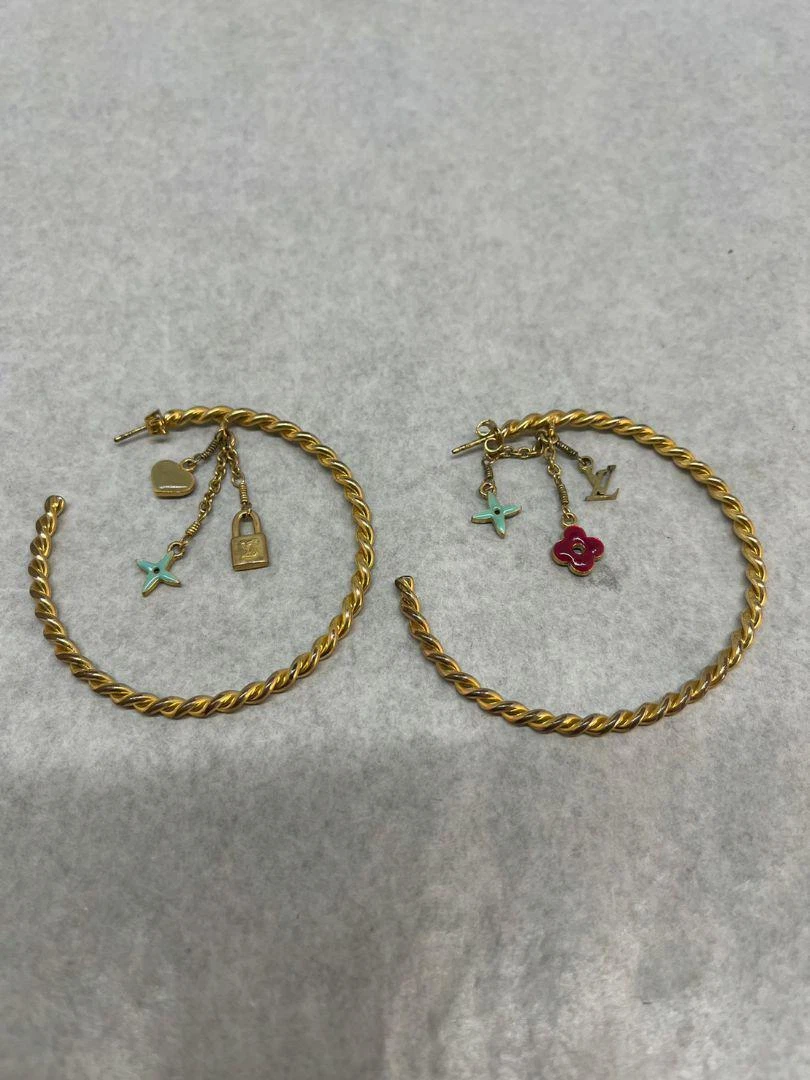 Louis Vuitton M65592 Creole Sweet Monogram Hoop Earrings Gold