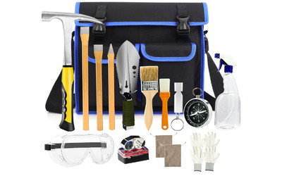17PCS Geology Rock Pick Hammer Kit, 32Oz Hammer & 3 PCS Digging Chisels Set for