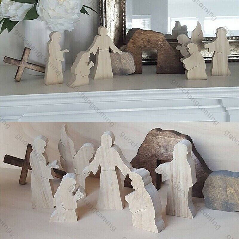 Oster-Krippe aus Holz Auferstehungsszene Holzdekor Kreuz Heimornament