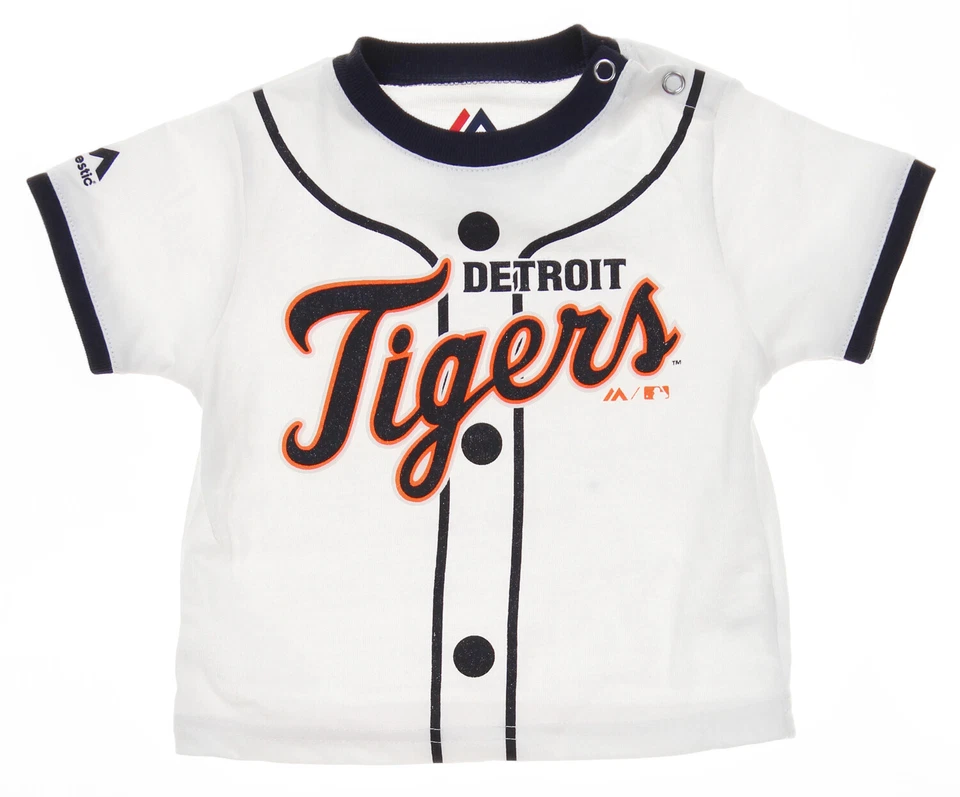 Majestic MLB Infants Detroit Tigers Jugador Camiseta e Inferior Set, Blanco Foto 2 de 3