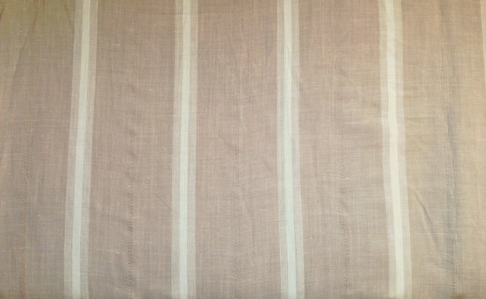 100% Ramie Linen Fabric Yarn Dyed White & Dobby Weave Stripe Khaki Ground BTY - Image 2 of 3