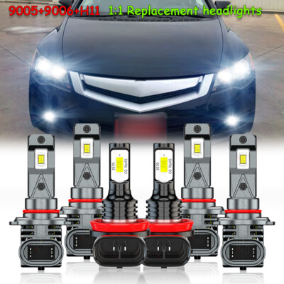 For Acura CSX 2006-2011 Combo LED Headlights High/Low & Fog Lights Bulbs Kit 6x