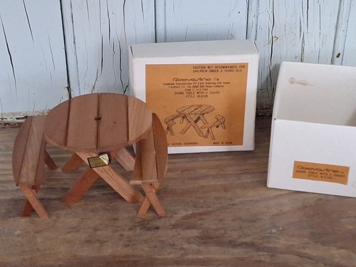 Tavolo-sedia patio campione venditore Reevesline vintage nuovo in scatola legno duro Giappone - Foto 4 di 13