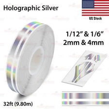 1/2" 12mm Vinyl striping Stripe Styling Double Line Sticker HOLOGRAPHIC SILVER