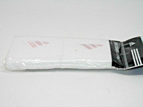 One Pair Adidas Wristbands - White Pink Sweatbands Cotton Anti-microbial New - Picture 4 of 5