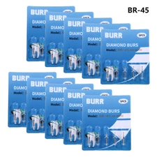 50pcs Dental FG Diamond Burs Round Drills for High Speed Turbine Handpiece BR-45