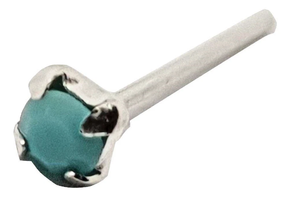 Borchia naso turchese argento 925 piccolo 2 mm quadrato zirconi 22 g (0,6 mm)... - Immagine 4 di 4