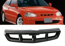 Fit 96-98 Civic Replacement Front Hood Bumper Mesh Black Abs Mug Grills Grill