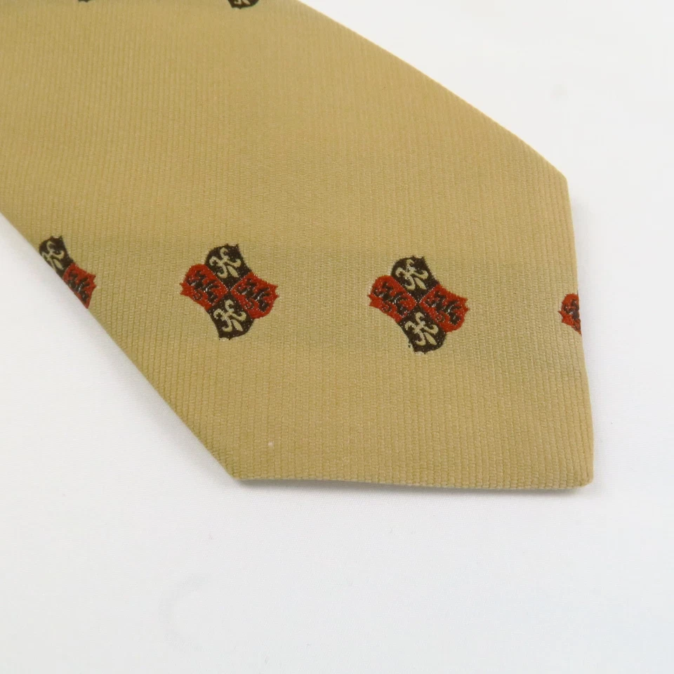 Vintage años 60 70 bordado flor de lis cresta rayas marrón tostado 57"x3,25" polietileno Foto 2 de 4