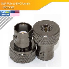 10XBlack BNC SMA Male to Female Disc RF Coaxial Connector Adapter Nickel Plated