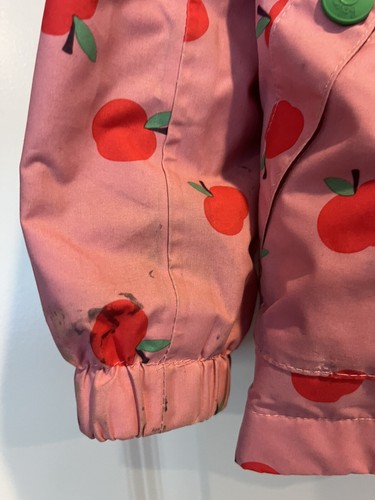 Boden Girls Pink Apple Print Waterproof Jacket Size 6-7 - Picture 3 of 6