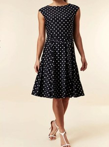 wallis navy polka dot fit and flare dress