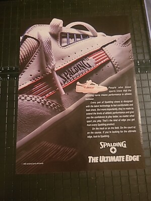 Spalding Shoes Sports Print Ad 1989 8x11 Great To Frame 