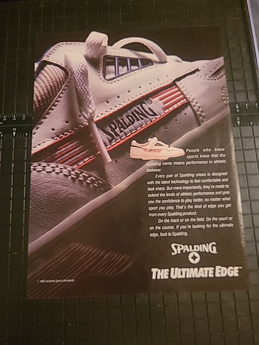 Spalding Shoes Sports Print Ad 1989 8x11 Great To Frame 